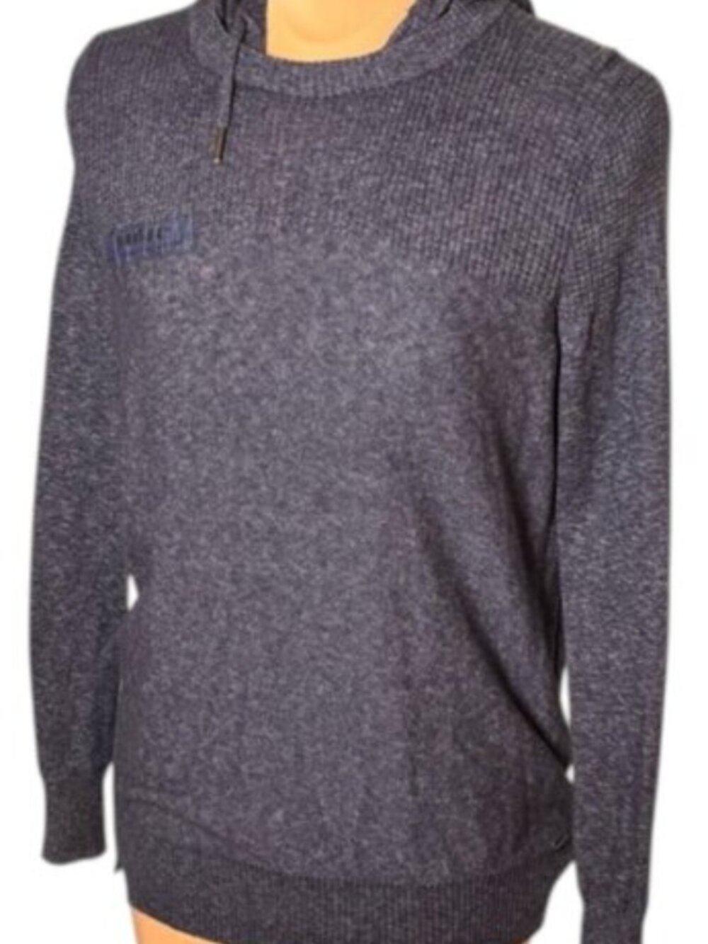 Diesel Blue Heathered Hooded Sweater Lightweight Cotton Pullover Small
